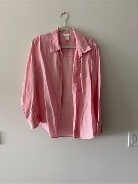 H&M Pink Linen Collar Shirt